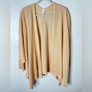 Marla Wynne Sweater Women 1X Gold Cardigan Cape Long Line Lagenlook